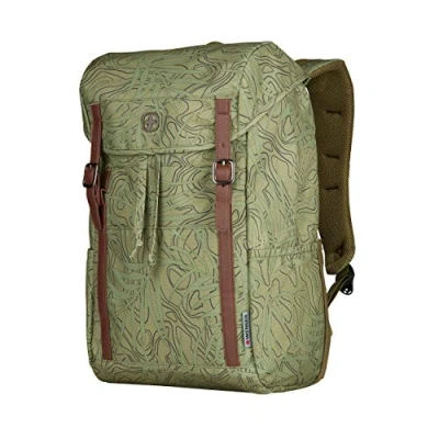 Afbeelding van Wenger 606476 COHORT 16&#039; Flapover laptop Backpack, Padded compartment with Tablet Pocket in a Olive Fern Print {22 Litres}