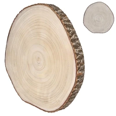 Afbeelding van Cepewa Paulownia natuurproduct, 44 x 2,5 cm, schijf hout, houten plaat, decoratief element (1 boomschijf Ø 44,5 cm)