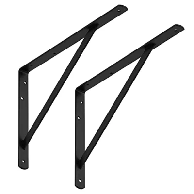 Afbeelding van SOTECH set van 2 Legbordbeugels (400 x 275 30 mm, zwart, gepoedercoat), muurbeugel met dwarsbalk voor stabilisatie