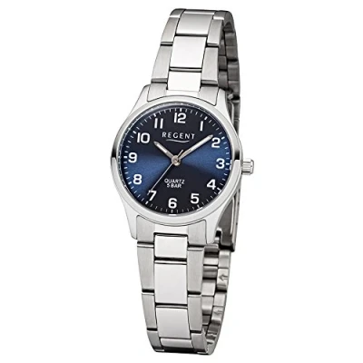 Afbeelding van REGENT Dames analoog kwartshorloge met roestvrij stalen armband 12221020, zilver,