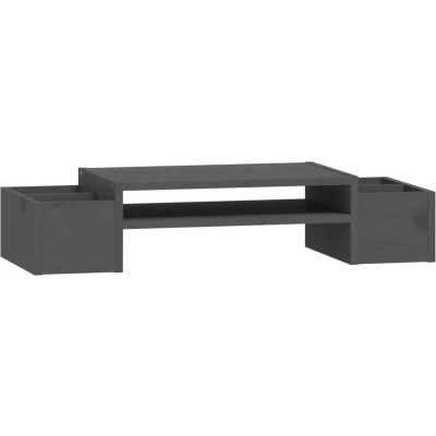 Afbeelding van vidaXL Monitorstandaard 70x27,5x15 cm massief grenenhout grijs