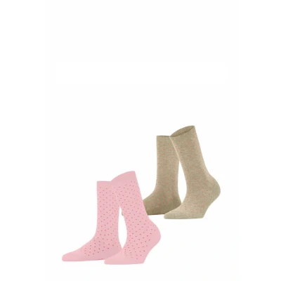 Afbeelding van ESPRIT Dames Sokken Fine Dot Multipack W So katoen gedessineerd 2 paar, Veelkleurig Brown Pink 0050, 39 42