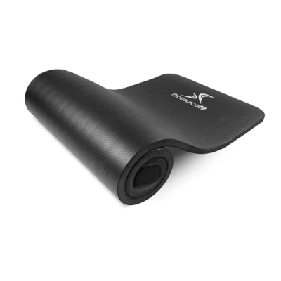 Afbeelding van ProsourceFit Extra dikke yoga en pilatesmat, 13 mm of 25 mm, 71 inch lange trainingsmat met comfortschuim draagriem, zwart