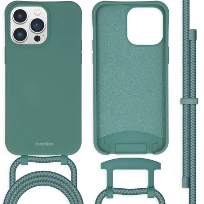 Afbeelding van Apple iPhone 14 Pro Max Hoesje Siliconen en TPU (zacht) iMoshion Softcase/Koordhoesje/Backcover Donkergroen Telefoonhoesje