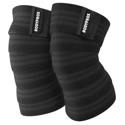 Afbeelding van Bodyprox Knie Wrap 2 pack voor squats, gewichtheffen, powerlifting, beenpers en crosstraining, knieondersteuning mannen vrouwen