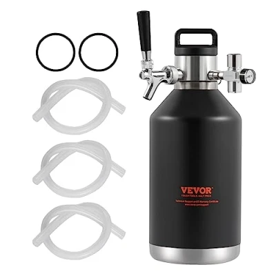 Afbeelding van VEVOR Beer Growler Tap System, 120 oz 4L Mini Fat, 304 Roestvrij Staal Onder Druk Bier Growler, Keg met Drukweergave, CO2 Regulator Kraan, Lekvrije Ring Voor Tocht, Homebrew, Craft
