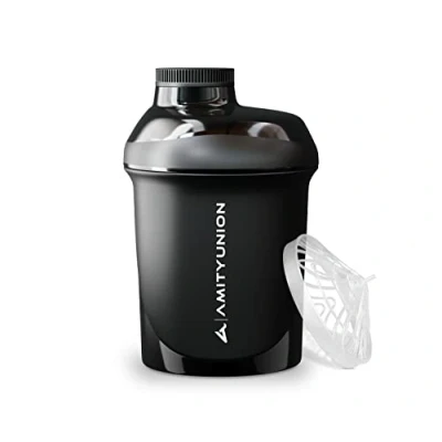 Afbeelding van Protein shaker 400 ml Met zeef ORIGINELE Fitness Mixer Kleine proteïne lekvrij BPA vrij, schaal voor romige weiproteïne poeder shakes, BCAA concentraten in zwart deluxe
