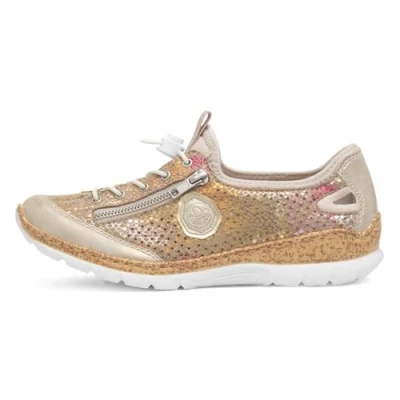 Afbeelding van Rieker Sneakers laag, Dames, Maat: 39, Beiges Kunststof/ textiel