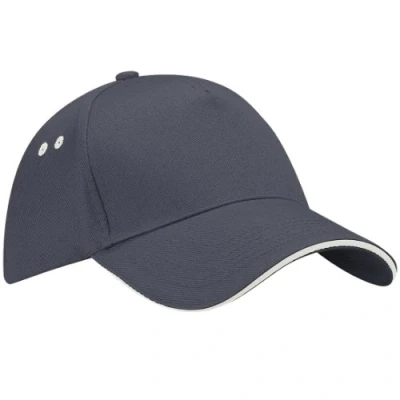 Afbeelding van Beechfield Ultimate 5 Panel Contrast Cap Sandwich Peak Baseball, Veelkleurig (Graphite/Oyster Grey), One Size, (Grafiet/Oyster Grijs), size