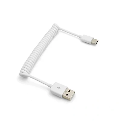 Afbeelding van System S USB type C 3.1 kabel naar 2.0 spiraalkabel datakabel oplaadkabel adapterkabel 50 cm 100 wit