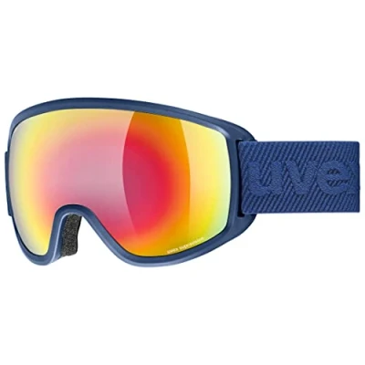 Afbeelding van uvex topic FM sphere skibril voor dames en heren vervormings &amp; condensvrij vervormingsvrij zicht navy matt/rainbow rose one size