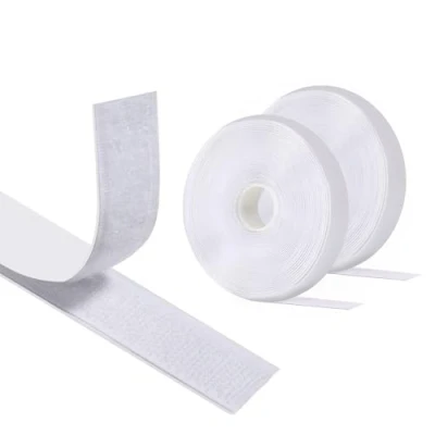 Afbeelding van Vinabo Zelfklevende haak en lusband, 5 m x 20 mm, dubbelzijdig klittenband, sterke lus, voor het naaien (wit)