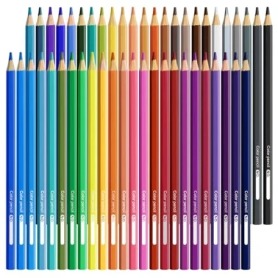 Afbeelding van WISYOK Kleurpotlodenset 48 kleuren, zeshoekige kleurpotloden, houten stiften, gekleurde potloden in kartonnen etui voor beginners op school