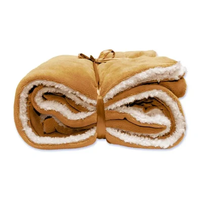 Afbeelding van Lars coral fleece/suede plaid latte 150x200 cm Unique Living
