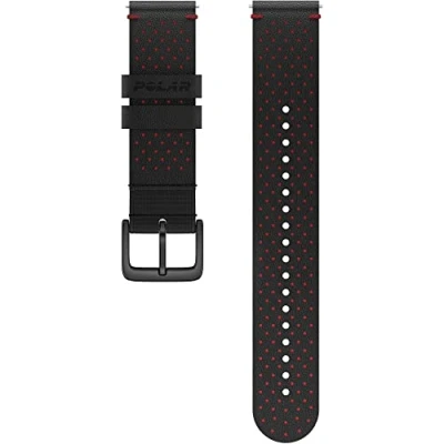 Afbeelding van POLAR HORLOGEBANDJE 20 MM LEER ZWART/ROOD M/L