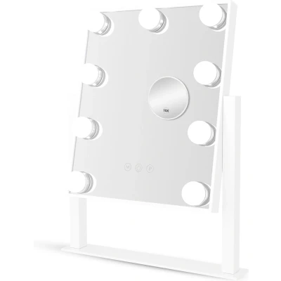 Afbeelding van Bayt Hollywood Spiegel met verlichting Make up Dimbaar 10x vergroting 36 x 30 cm Wit
