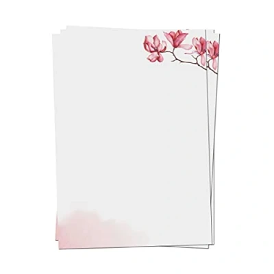 Afbeelding van Presentou Briefpapier, 50 stuks, aan beide zijden bedrukt, 120 gram papier, motiefpapier, oorkonde, menu, liefdesbrief (aquarel, bloemen, roze, vellen)