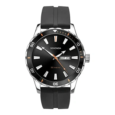 Afbeelding van Sekonda Unisex volwassen kwarts horloge, analoog klassiek display en rubberen band 1351.27, Zwart, onbezorgd