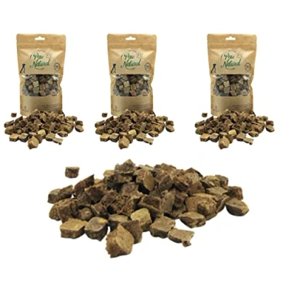 Afbeelding van Paw Natural Hondensnoepjes training (3x150g) rundkubus 100% gluten en granenvrij van vers vlees gezonde dieren (450g)