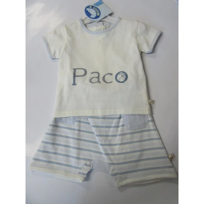 Afbeelding van Noukie&#039;s Ensemble Jongens Creme/ blauw Paco 6 maand 68