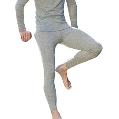 Afbeelding van Heren Legging Zijde Merino Wol Engel Natur GOTS lichtgrijs 50/52(L)