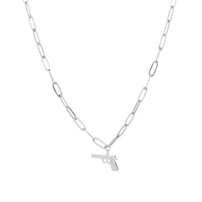 Afbeelding van Bijoutheek Collier Paperclips Pistool Zilver