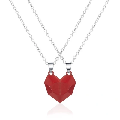 Afbeelding van Kasey Hartjes Ketting Magnetisch Vriendschap Cadeau Vriendschapsketting Voor 2 BFF Koppel Rood