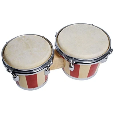 Afbeelding van Fame DB 105 Bongos 7&quot; + 8&quot;, Natural rood Stripes Bongo