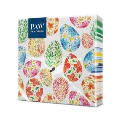 Afbeelding van PAW Papieren Servetten 3 laags (33 x 33 cm) I 20 Stuks Perfect voor Pasen, Feesten, Lente en Vieringen Tafeldecoratie Paasfeest Kleurrijke Waterverf Eieren