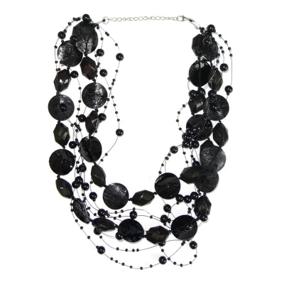 Afbeelding van Draad Ketting Parel met Schelp Zwart