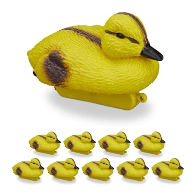 Afbeelding van Relaxdays plastic eendjes set van 10 vijver decoratie vijvereend tuin eend