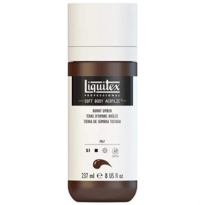 Afbeelding van Liquitex 1923128 Soft Body acrylverf, hoog gepigmenteerd, lichtecht en verouderingsbestendig 237ml fles, Burnt Umber