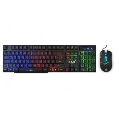 Afbeelding van INCA IKG 448 Toetsenbord+Muis RGB USB AZERTY Zwart. Mechanical feeling. 3jaar garantie