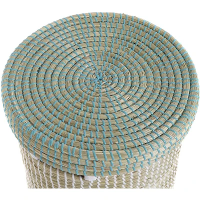 Afbeelding van Basket spelset DKD Home Decor Blauw Wit Natuurlijk Zeegras 44 x 51 cm