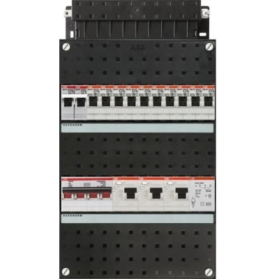 Afbeelding van ABB groepenkast 3 fase, 10 groepen, Aardlekschakelaars 2 P, 1 fornuisgroep 2x230V, beltrafo, hoofdschakelaar 4 P 40A