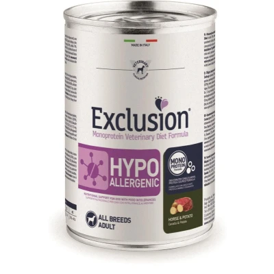 Afbeelding van EXCLUSION VETERINARY HYPOALLERGENIC HORSE AND POTATO 6 x 400 gr