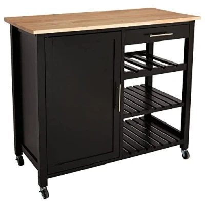 Afbeelding van Luxe houten keukentrolley zwart Five®