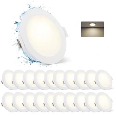Afbeelding van Gr4tec led inbouwspot, badkamer, IP65, 20 stuks, extra vlak, neutraal wit, 4000 K, 5 W, 400 lm, 220 V, gat 68 80 mm, inbouwlamp, voor woonkamer, keuken, slaapkamer