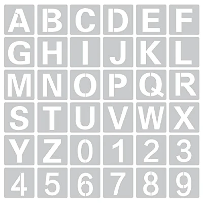 Afbeelding van XHNFCU 36 stuks herbruikbare lettersjablonen alfanumeriek schilderij stencil bovenste letter lettertypesjablonen alfabet en nummer stencils, voor doe het zelf scrapbooking schilderen, schilderen op hout, thuis ambachtelijke decoratie (3 inch)