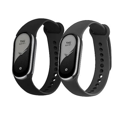 Afbeelding van kwmobile 2x horlogebandjes geschikt voor Xiaomi Mi band 8 bandje Smartwatch bandjes van TPU Activity tracker horloge in zwart / grijs