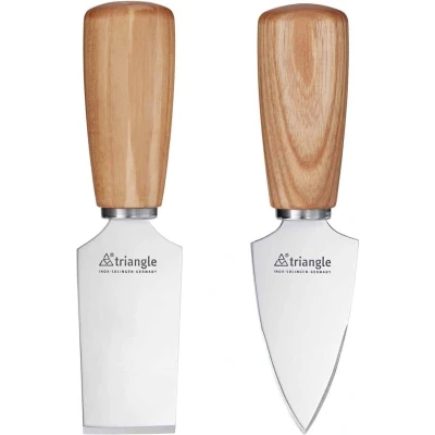 Afbeelding van Triangle Soul Kaasmes Set RVS met Essenhouten Heft 2 Delig in Geschenkverpakking
