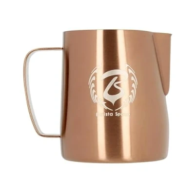 Afbeelding van Barista Space Gepolijst Silver Milk Jug optimaal voor latte art met nauwkeurige schenktuit, licht en handig, aanbevolen door wereldkampioen, silverCopper, 350 ml