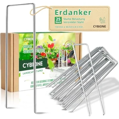 Afbeelding van haringen, roestbescherming, grondankers, stevig, duurzaam en praktisch voor camping tuin 150 mm lang, 25 breed, Ø 3 Perfect als tenthaken, grondanker meer! (25)