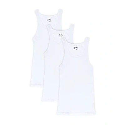 Afbeelding van papi Set van 3 katoenen tanktop met vierkante hals voor heren, Wit, L