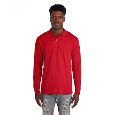 Afbeelding van Jerzees Heren Spot Shield polosportshirt met lange mouwen, Rood, M