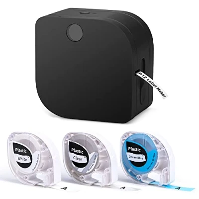 Afbeelding van Phomemo P12 Mini Bluetooth labelset met 3 rollen verschillende gekleurde etiketten, thermo etiketteerapparaat, zelfklevend, etiketprinter voor thuis, kantoor, labelprinter iOS en Android
