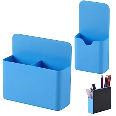 Afbeelding van KITANIS magnetische pennenhouder, 2 stuks markeerhouder voor droog wissen met royale compartimenten, sterke magneet opslag marker pen potlood organizer koelkast, whiteboard,