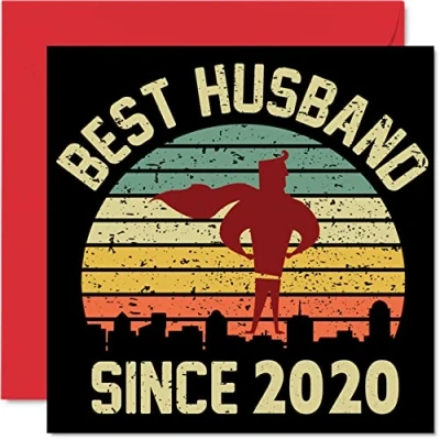 Afbeelding van Lederen verjaardagskaart voor echtgenoot van vrouw Beste sinds 2020 I Love You Gifts, Happy 3e huwelijksverjaardagskaarten partner, 145 mm x wenskaarten derde jubilea