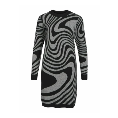 Afbeelding van Object JRAY L/S AOP NOOS Etuijurk, Dames, Maat: Medium, Black