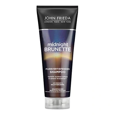 Afbeelding van John Frieda Midnight brunette Shampoo Inhoud: 250ml Intensiveert donkere nuances met kleurpigmenten &amp; cacao Voor bruin haar